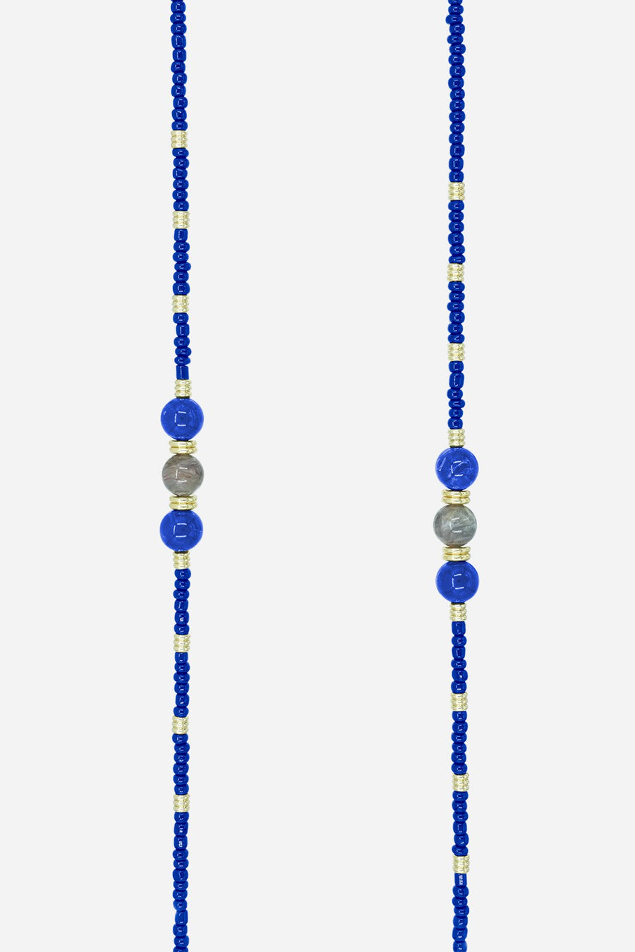 Chaine Longue Iris perles Bleues 120 cm - 2