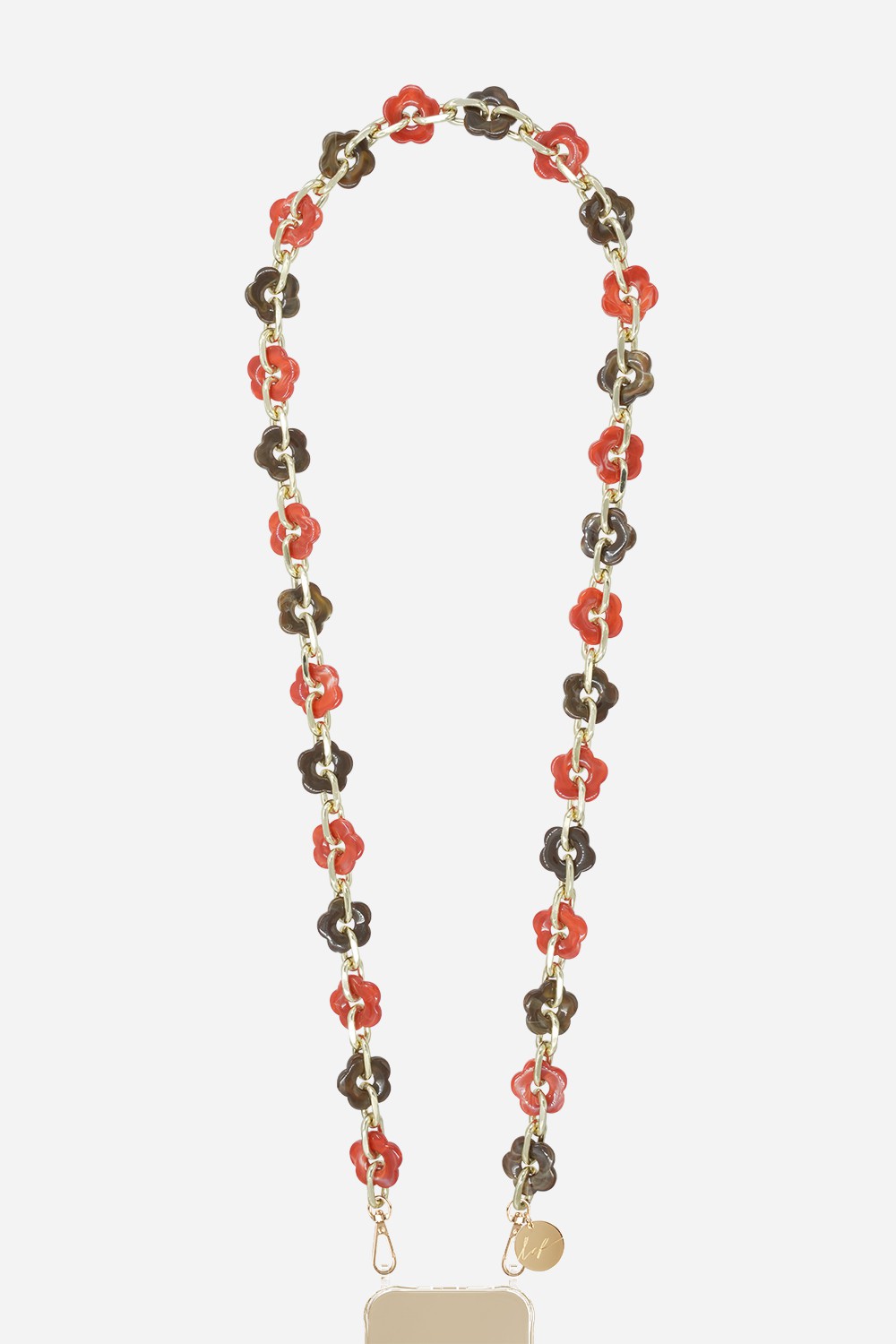 Chaine Longue Cassy Marron Rouge 120 cm