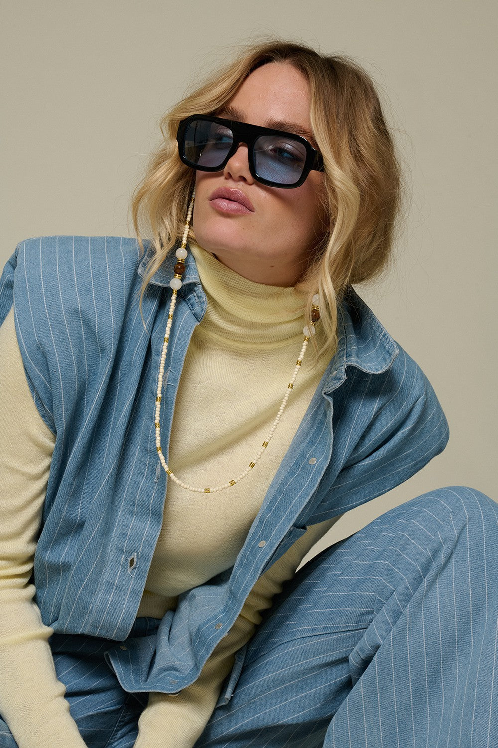 Jewelry Eyeglass Chain Iris Beige 72 cm