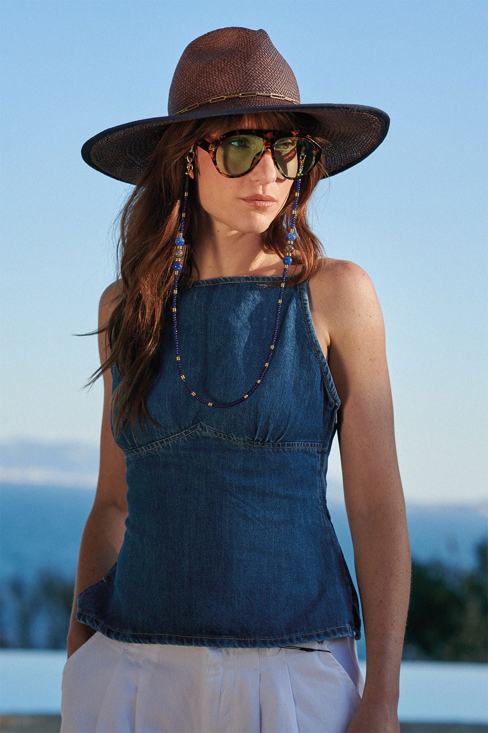 Bijoux Chaine De Lunette Iris Bleu 72 cm