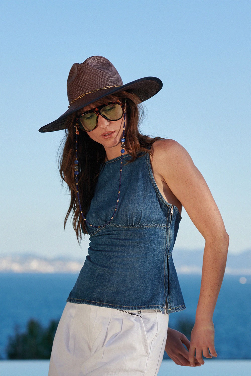 Bijoux Chaine De Lunette Iris Bleu 72 cm