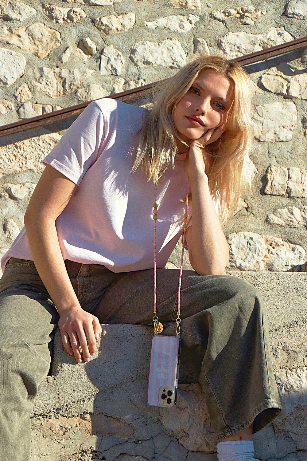 Chaine Longue Iris Rose 120 cm