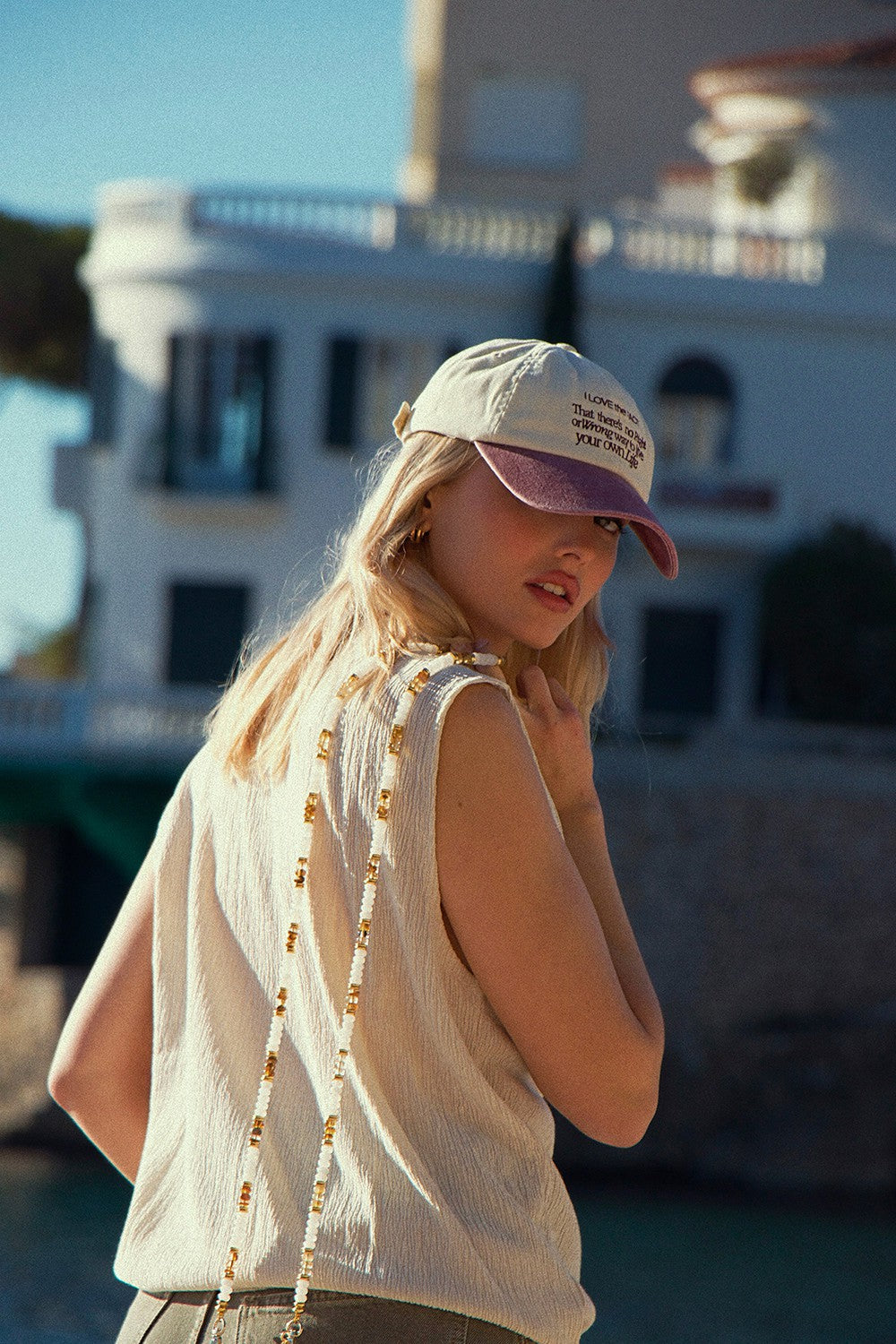 Chaine Longue Joy Blanc 120 cm