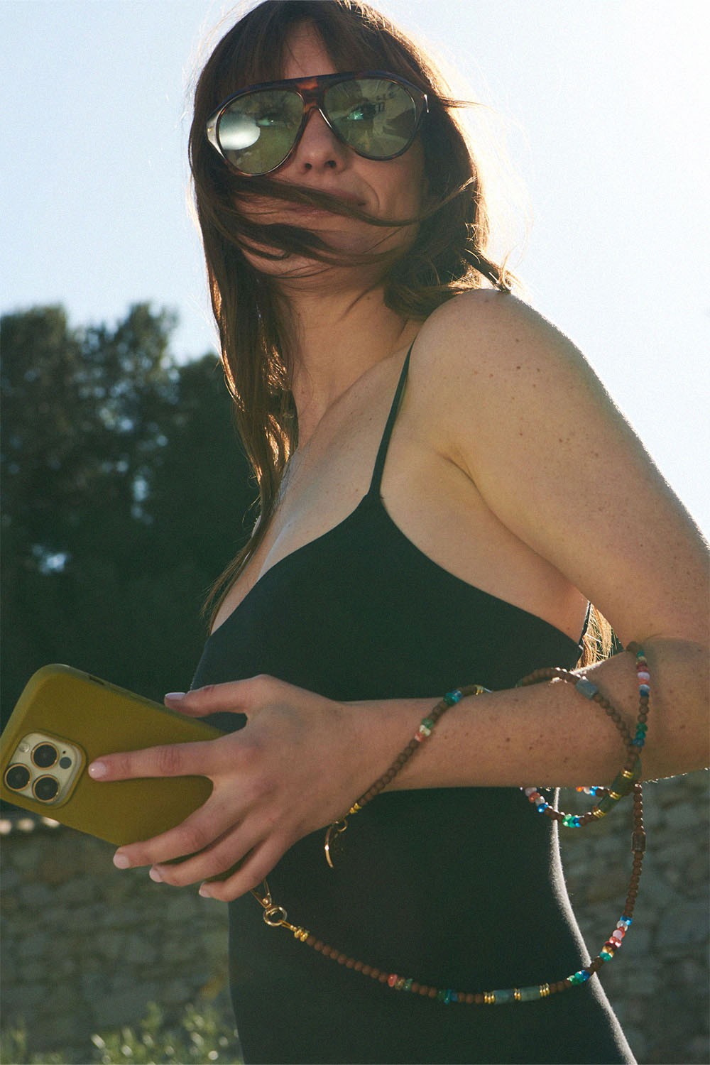 Chaine Longue Nael Marron 120 cm