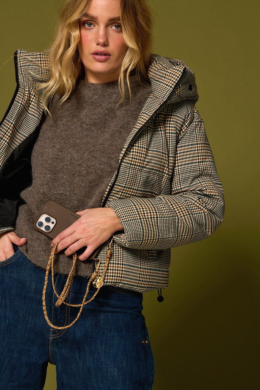 Chaine Longue Vanessa Beige 120 cm