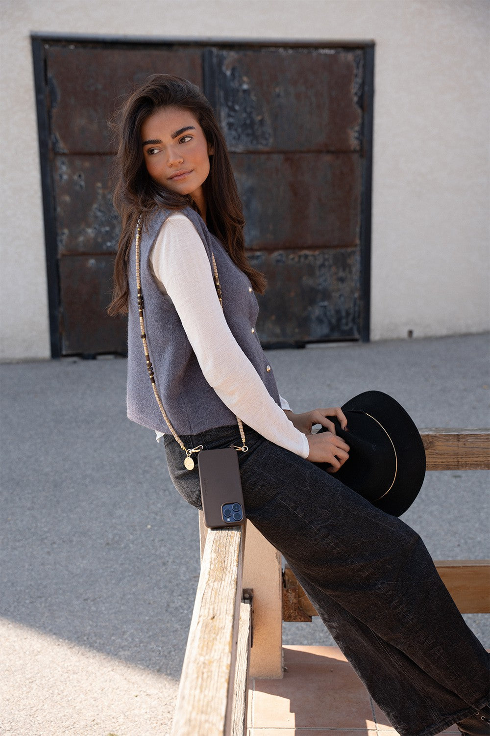 Chaine Longue Clara Beige 120 cm