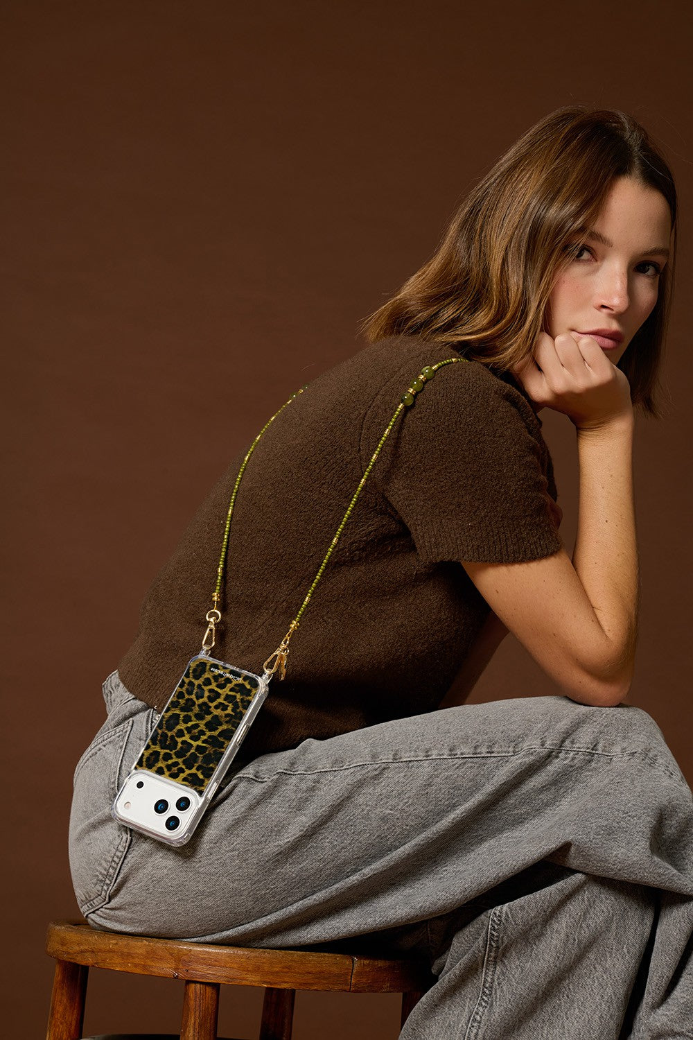 Chaine Longue Iris Kaki 120 cm