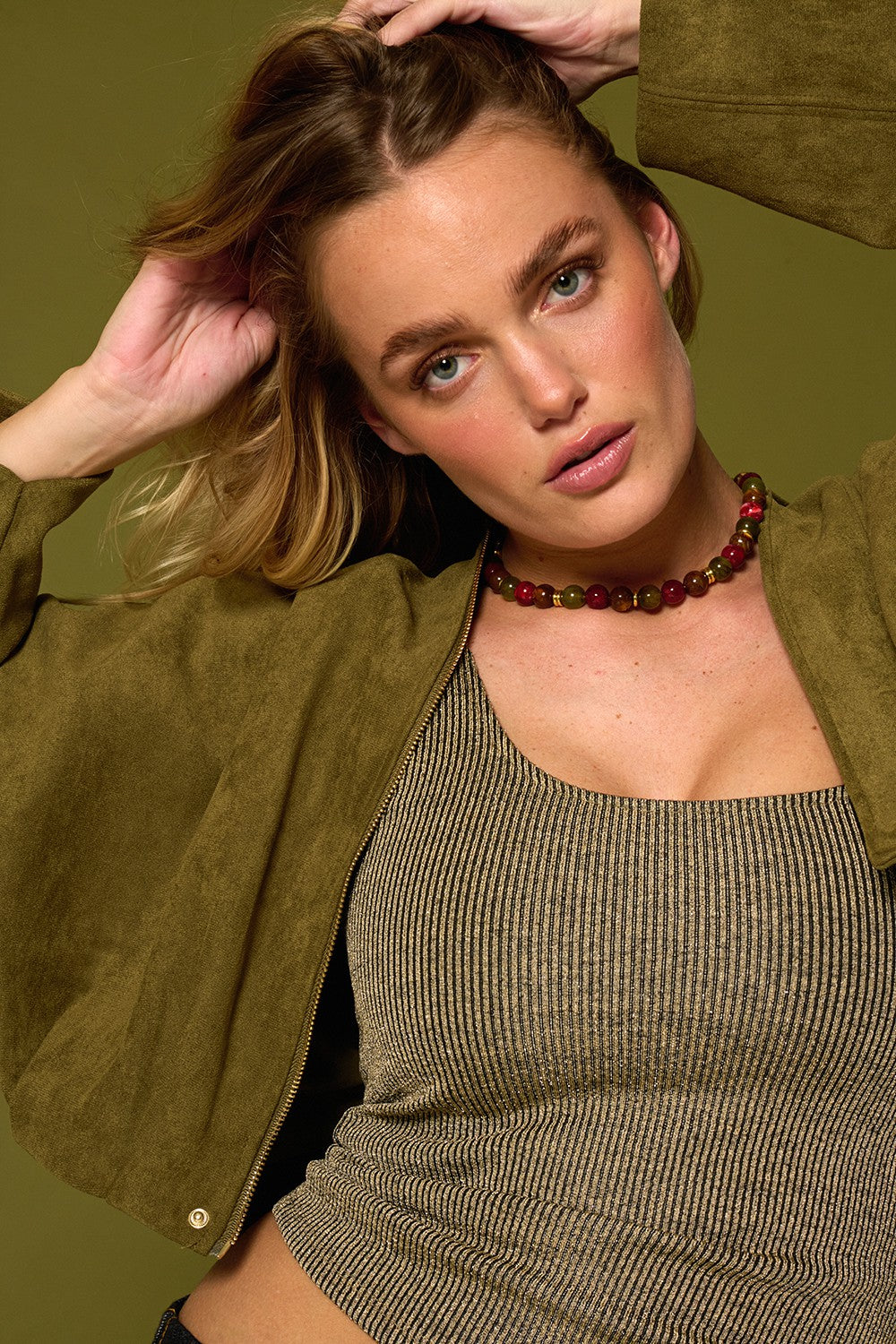 Bijoux Collier Harper Kaki 40 cm