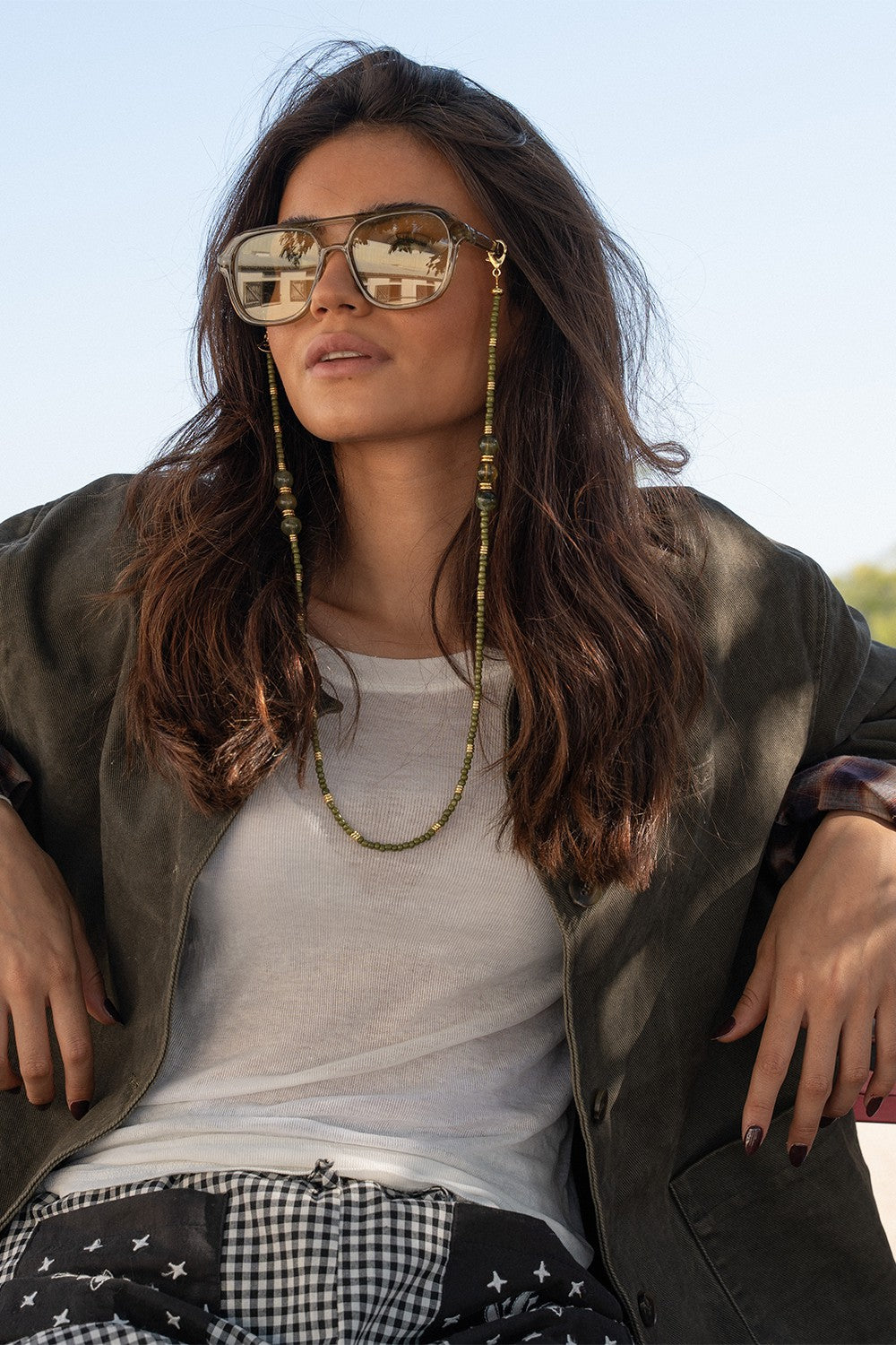 Bijoux Chaine De Lunette Liviya Kaki 72 cm