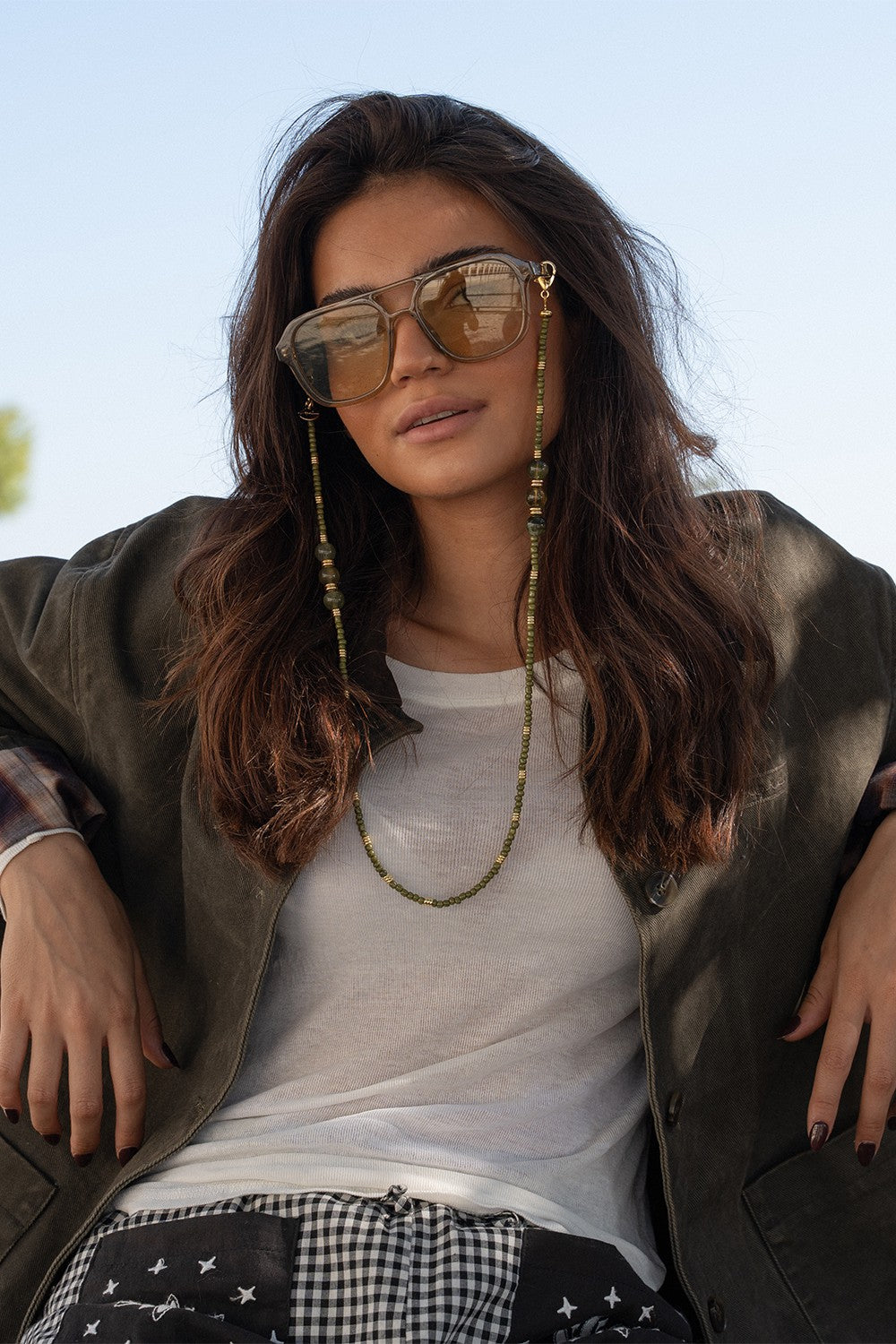 Bijoux Chaine De Lunette Liviya Kaki 72 cm