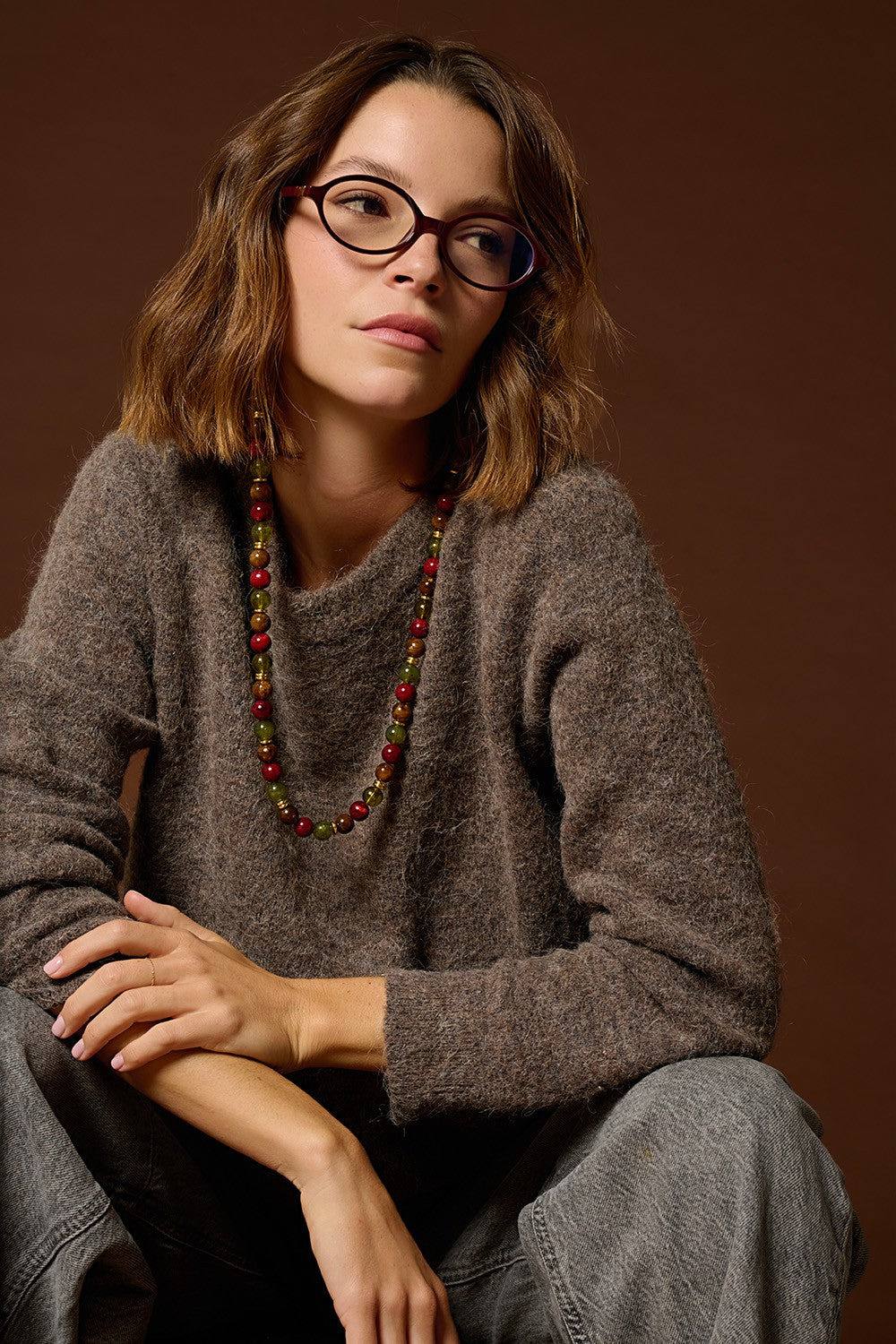 Bijoux Chaine De Lunette Harper Kaki 72 cm