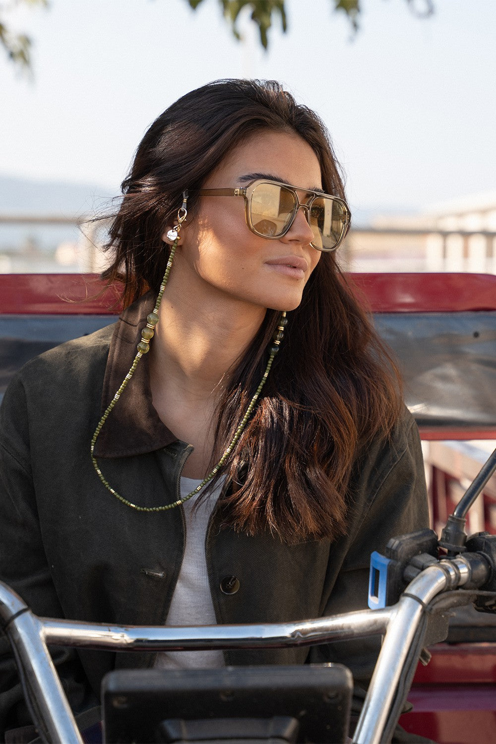 Bijoux Chaine De Lunette Iris Kaki 72 cm