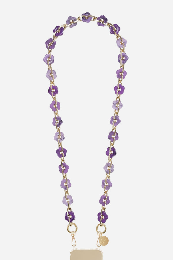 Chaine Longue Cassy Fleurs Violet 120 cm