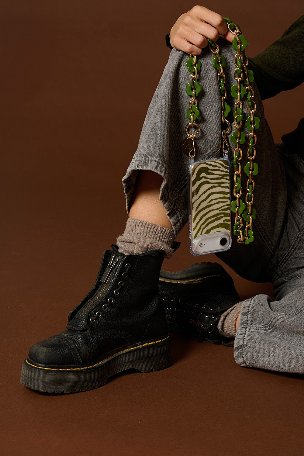 Chaine Longue Cassy Kaki 120 cm