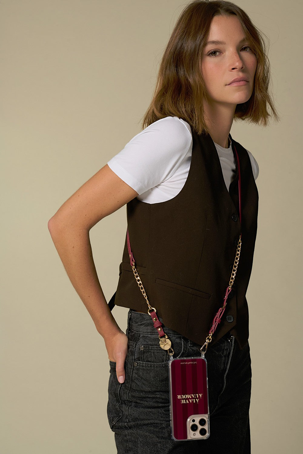 Chaine Longue Brooke Bordeaux 120 cm