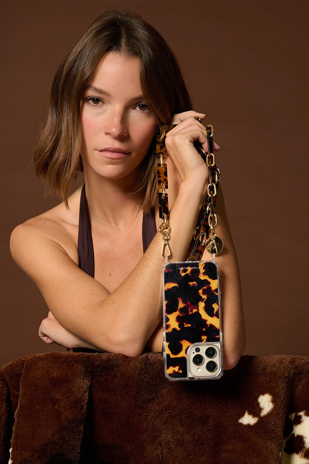 Chaine Longue Nahara Marron 120 cm