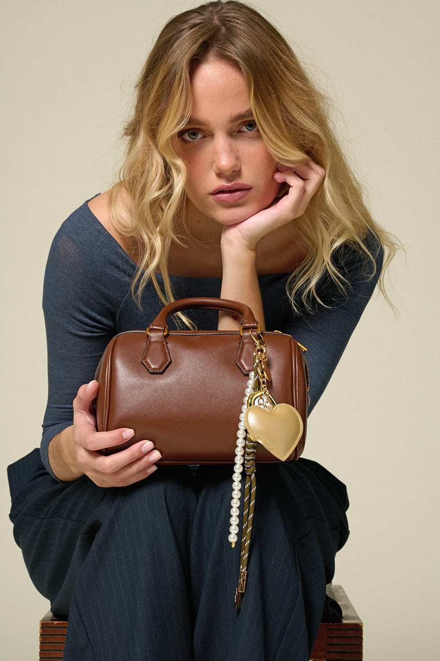 Bijoux Sac Bobby Marron  30 cm - 4