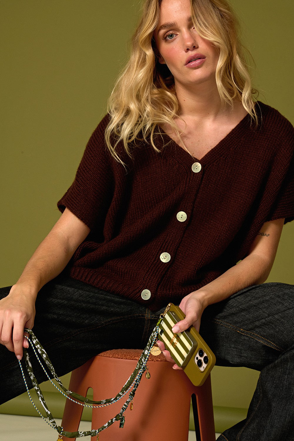 Chaine Longue Laia Kaki 120 cm