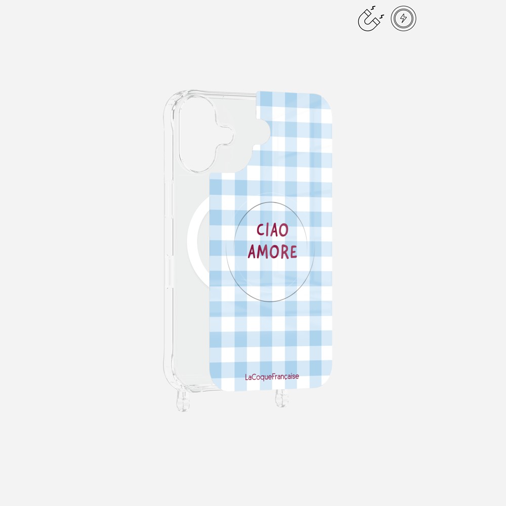 Plaque Magnetique Imprimee Ciao Amore Vichy Bleu