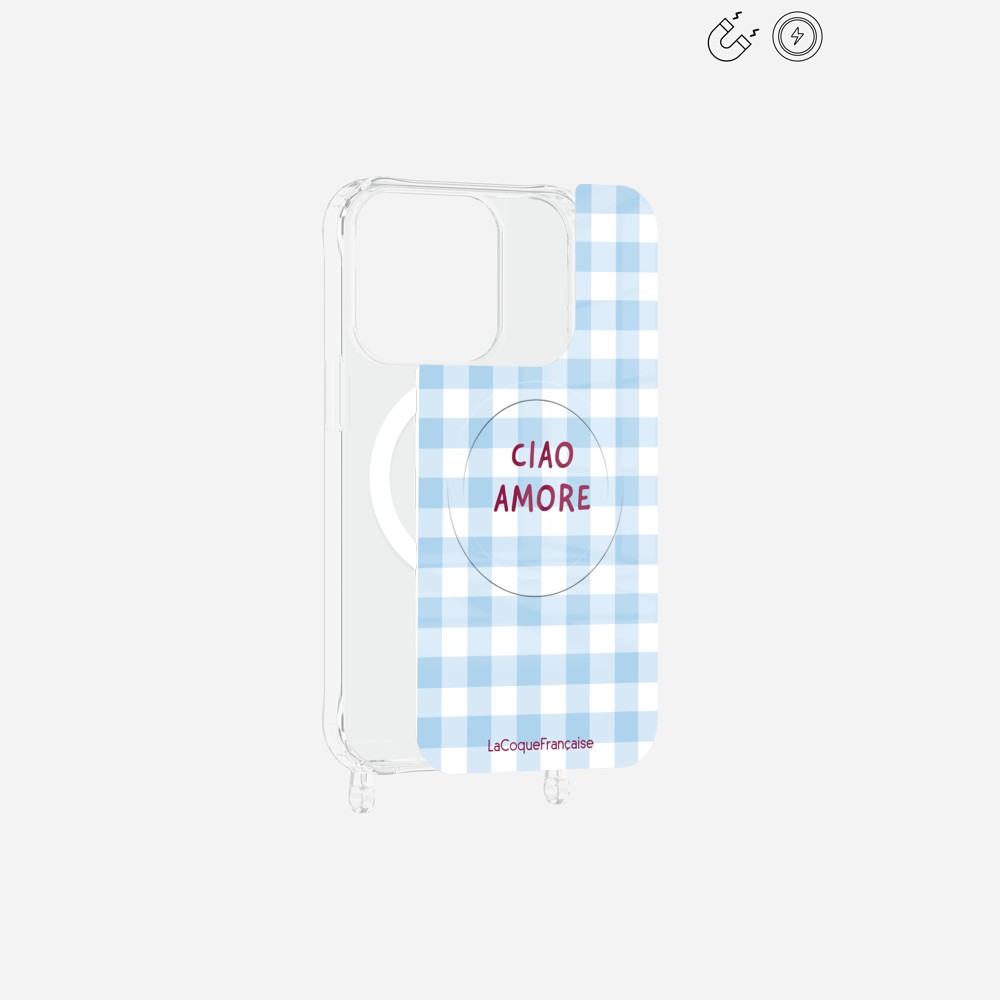 Plaque Magnetique Imprimee Ciao Amore Vichy Bleu