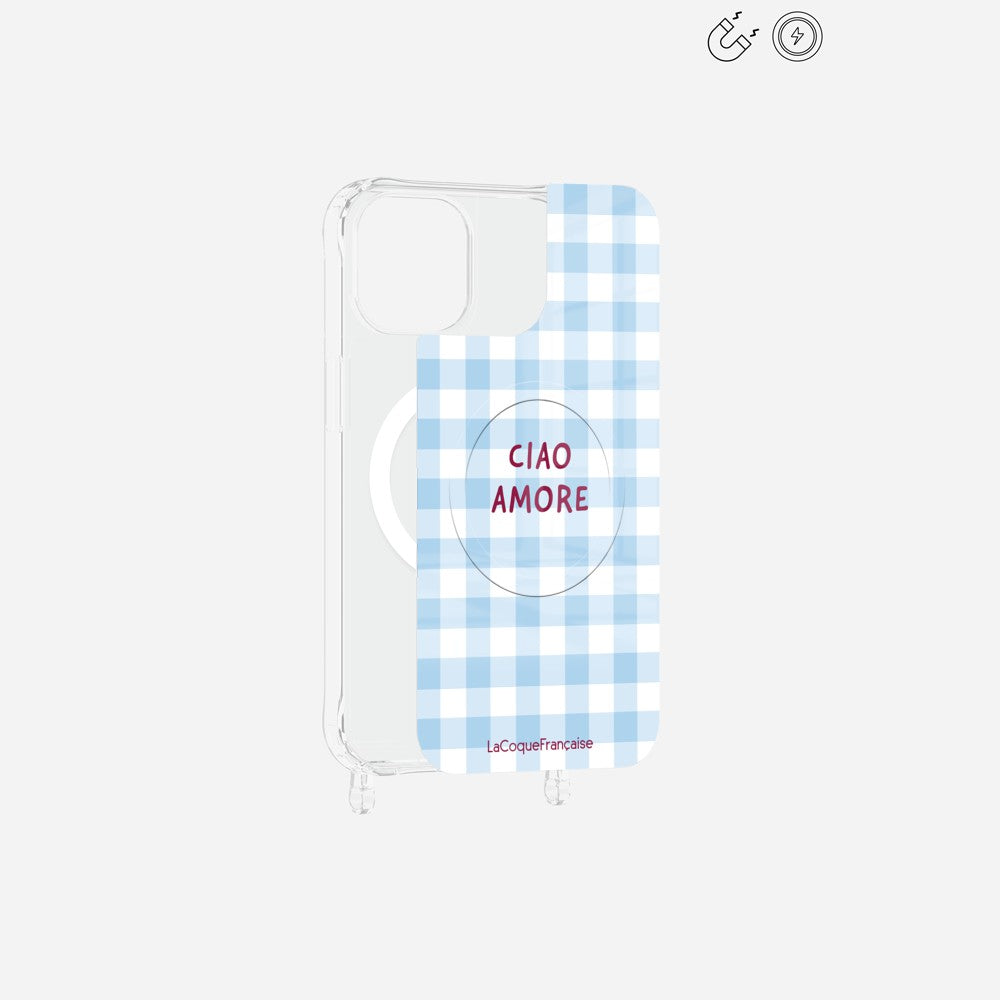 Plaque Magnetique Imprimee Ciao Amore Vichy Bleu