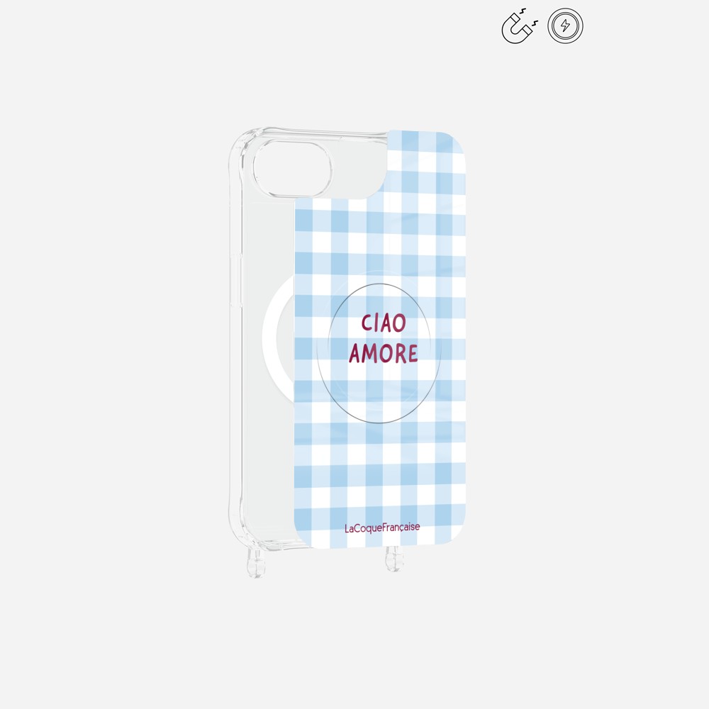 Plaque Magnetique Imprimee Ciao Amore Vichy Bleu