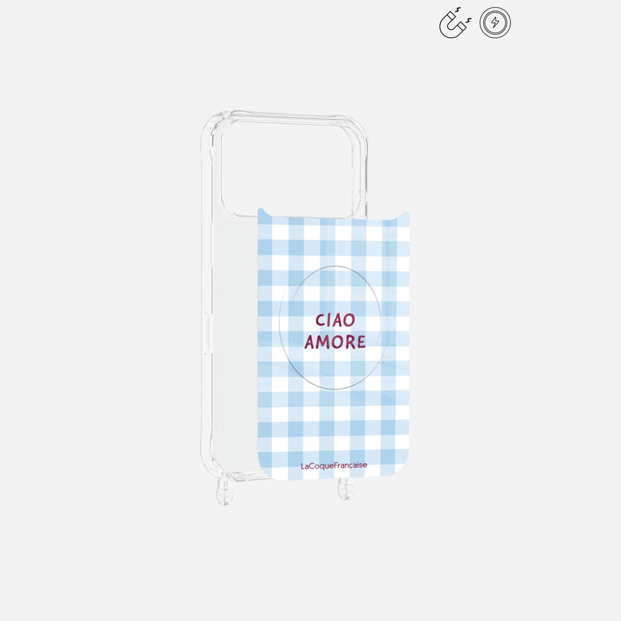 Plaque Magnetique Imprimee Ciao Amore Vichy Bleu - 4