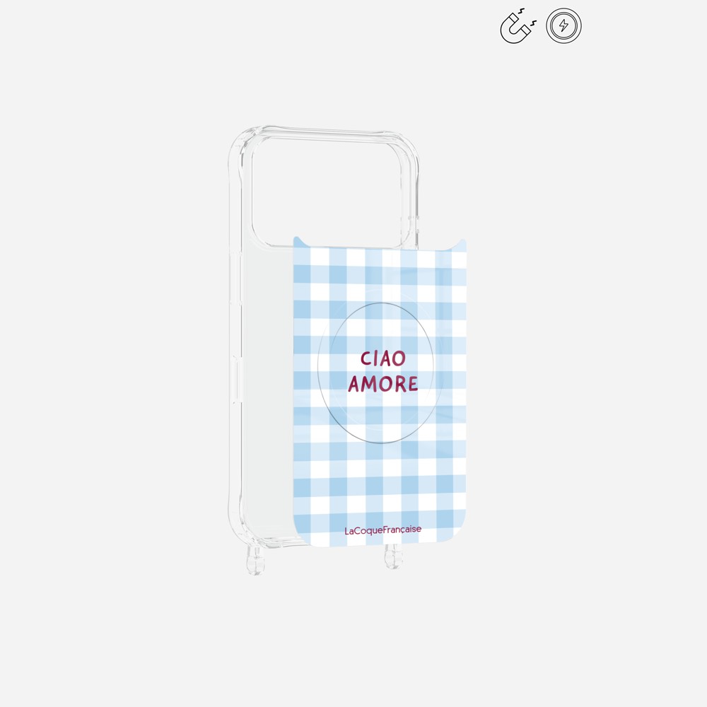 Plaque Magnetique Imprimee Ciao Amore Vichy Bleu - 3