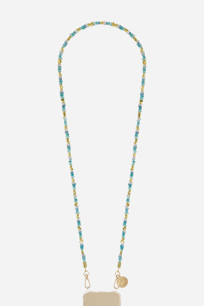 Chaine Longue Liviya Bleu Argent 120 cm