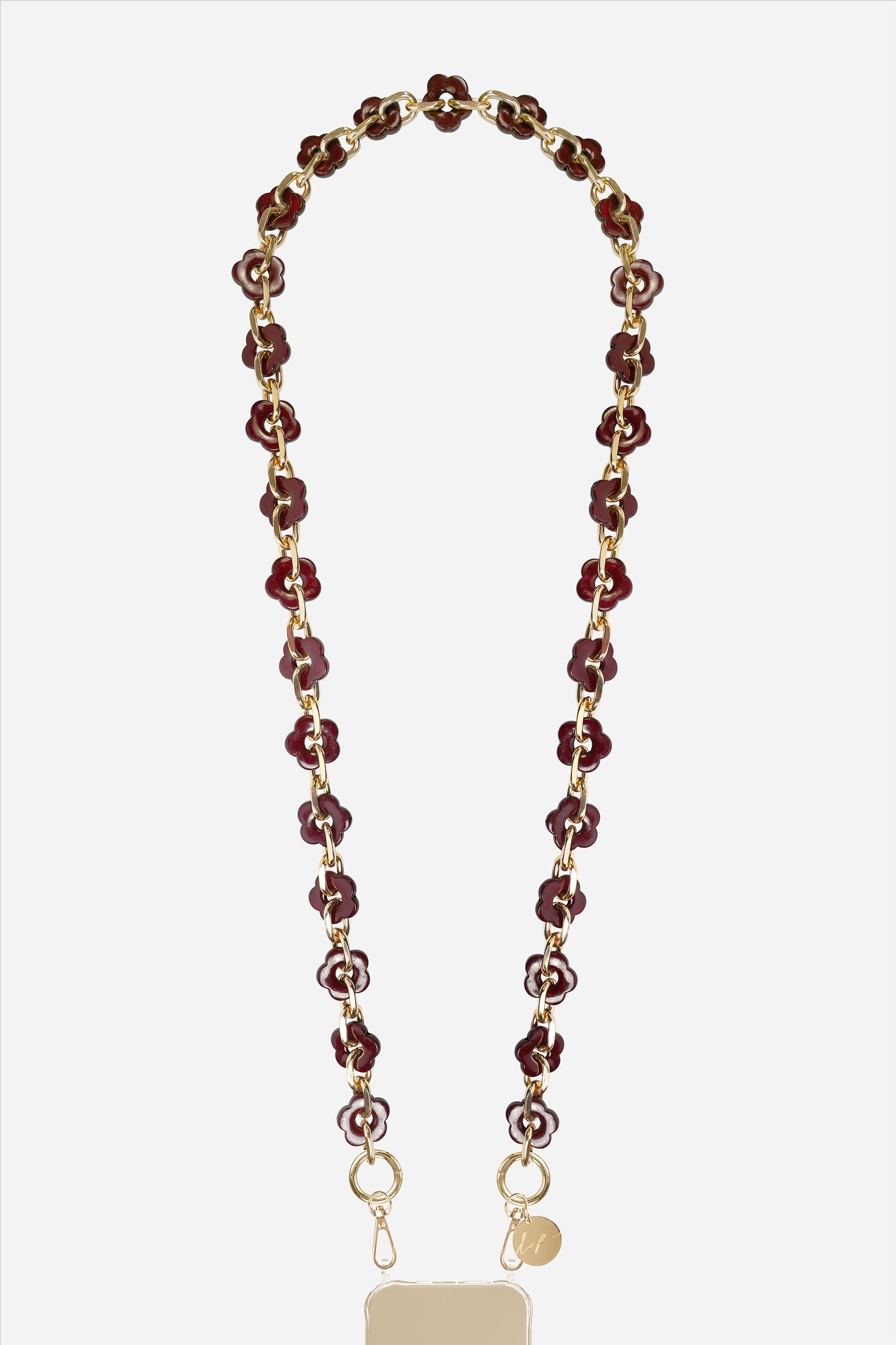 Chaine Longue Cassy Fleurs Bordeaux 120 cm