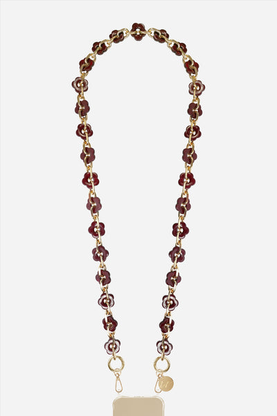 Chaine Longue Cassy Fleurs Bordeaux 120 cm