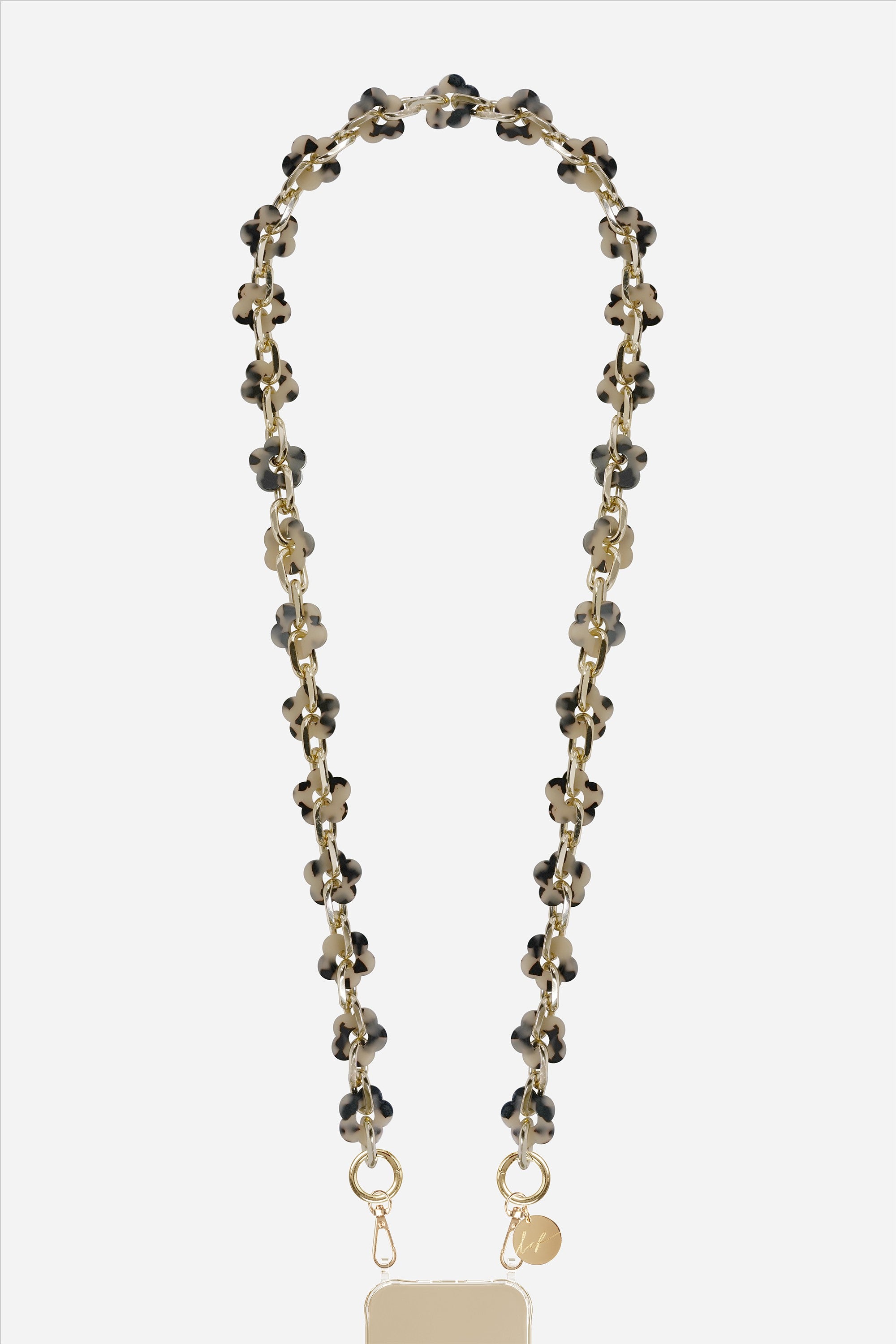 Chaine Longue Cassy Fleurs Ecaille Beige 120 cm