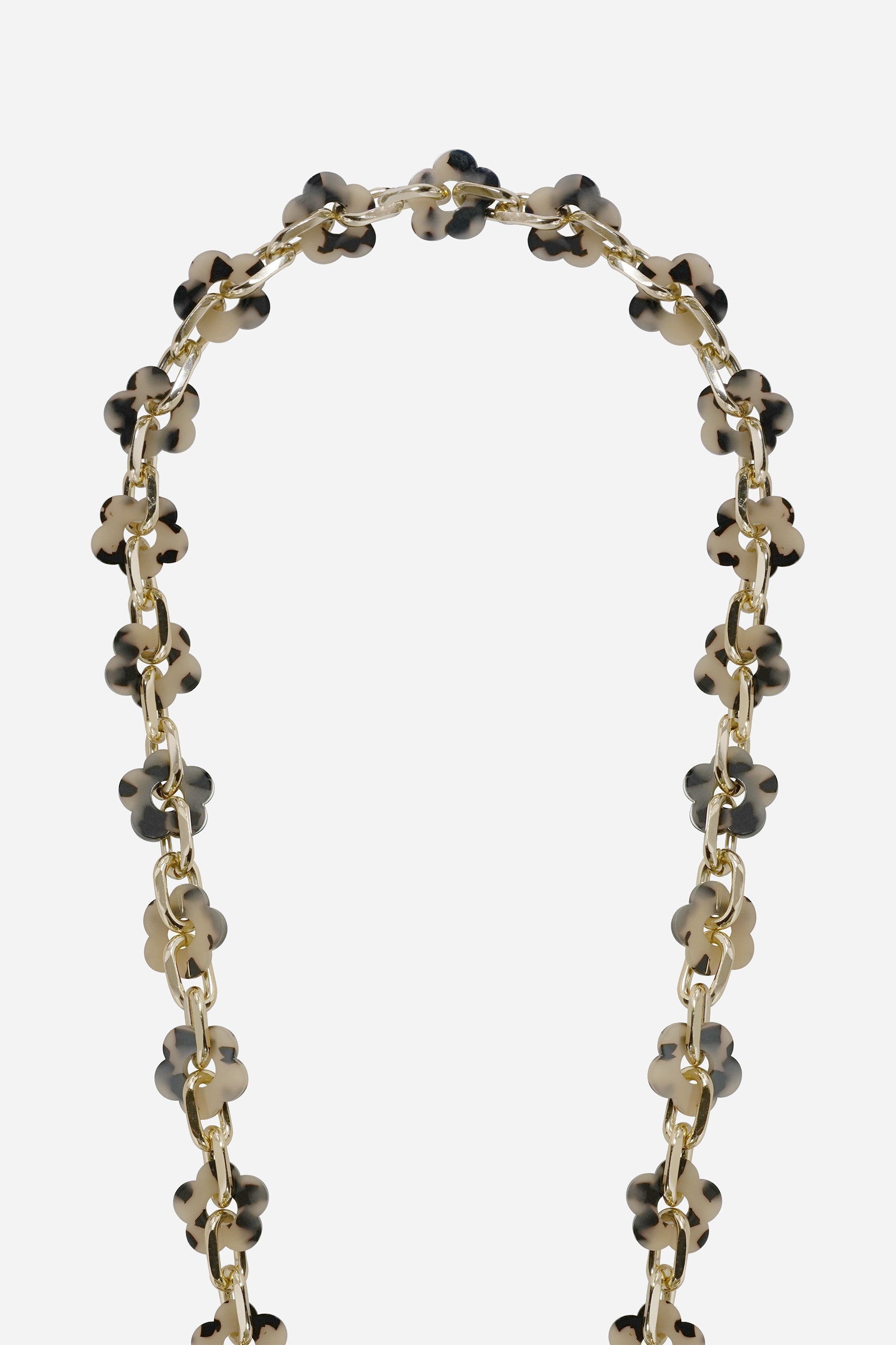 Chaine Longue Cassy Fleurs Ecaille Beige 120 cm