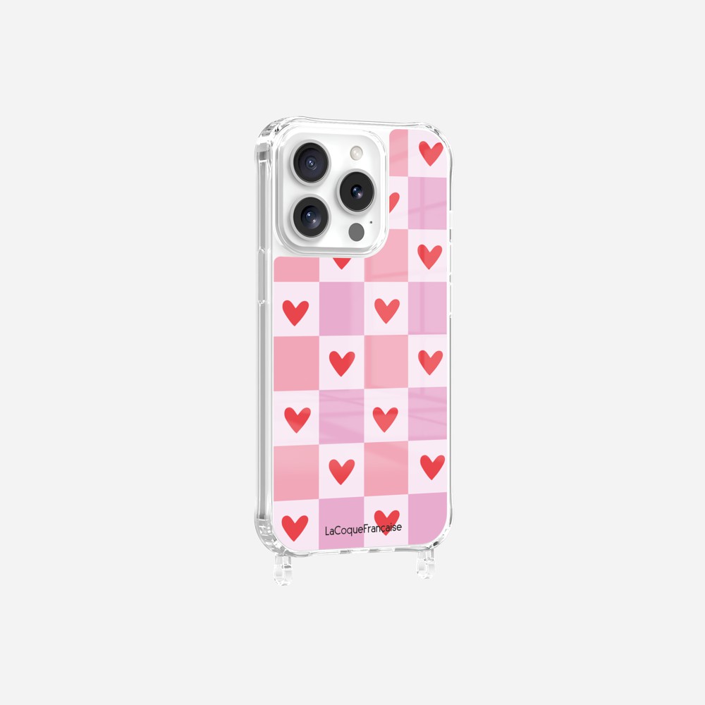 Coque Anneaux Imprimee Coeur Carreau