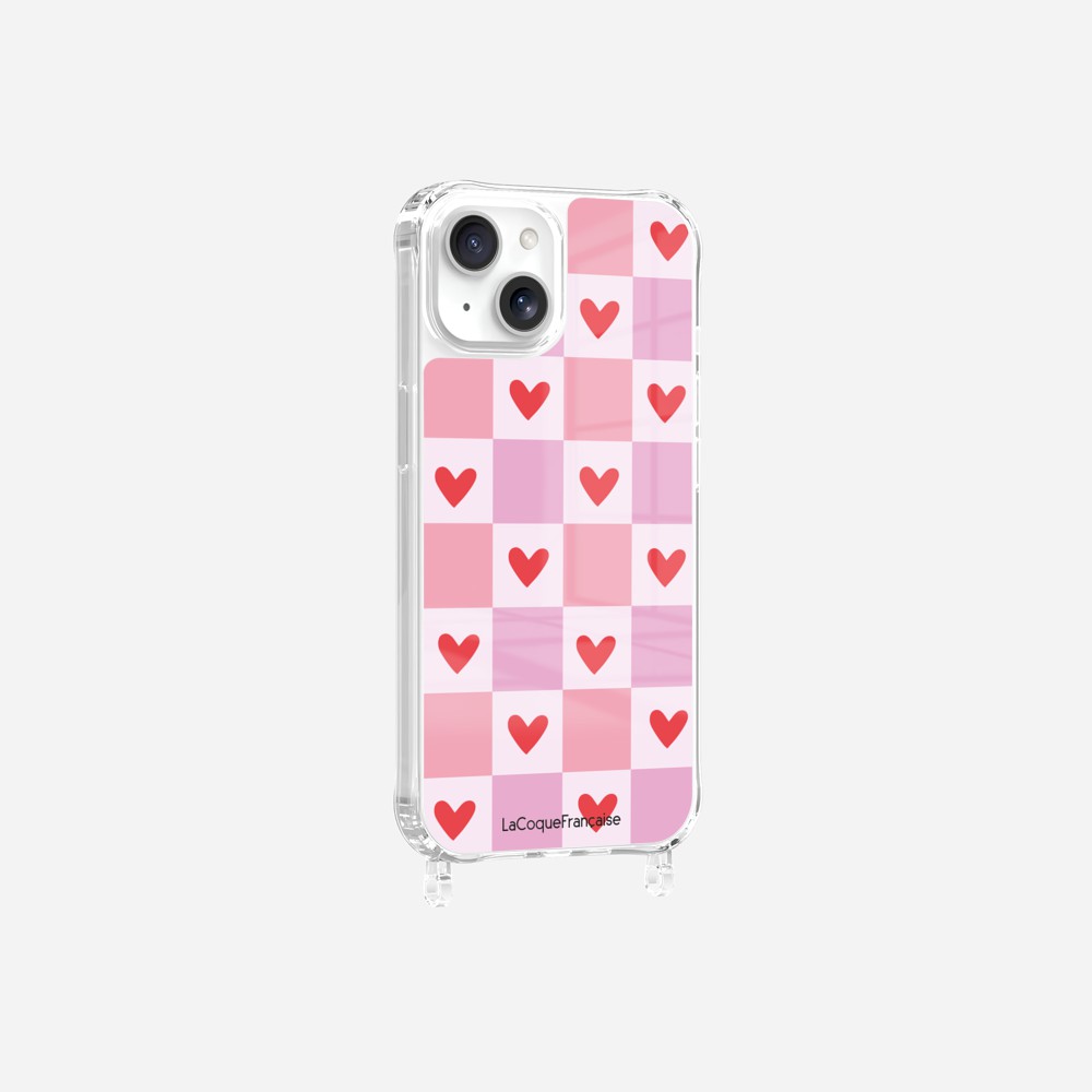 Coque Anneaux Imprimee Coeur Carreau