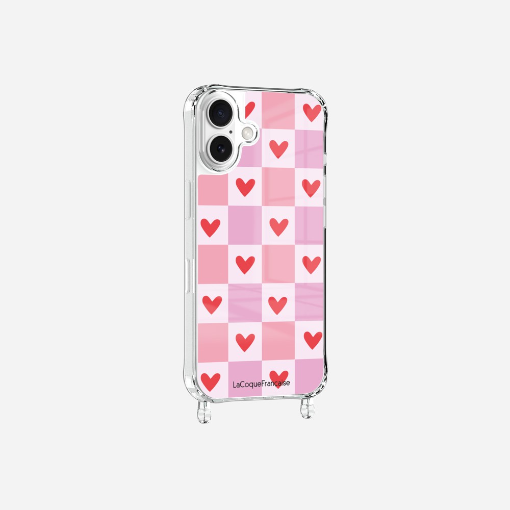 Coque Anneaux Imprimee Coeur Carreau