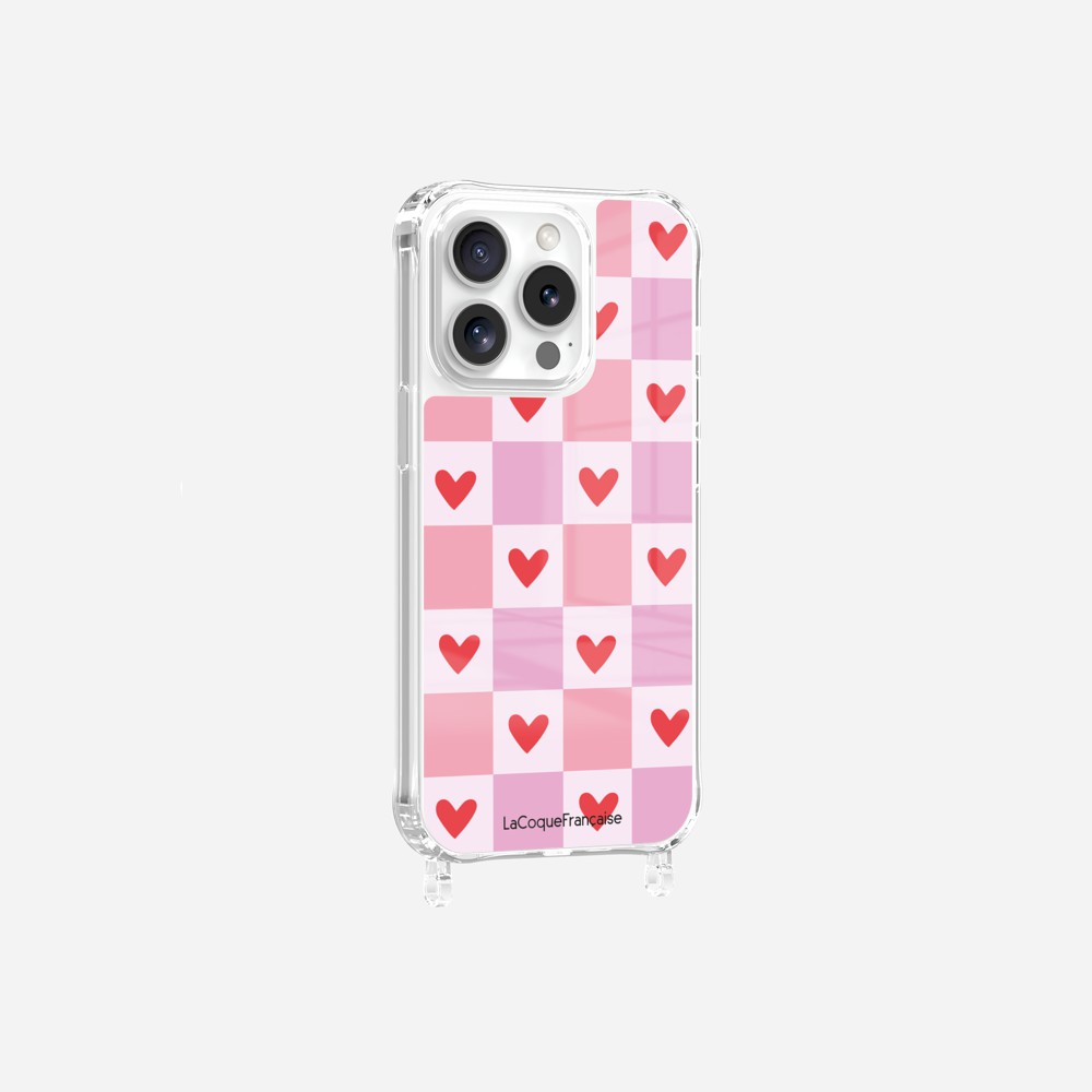 Coque Anneaux Imprimee Coeur Carreau