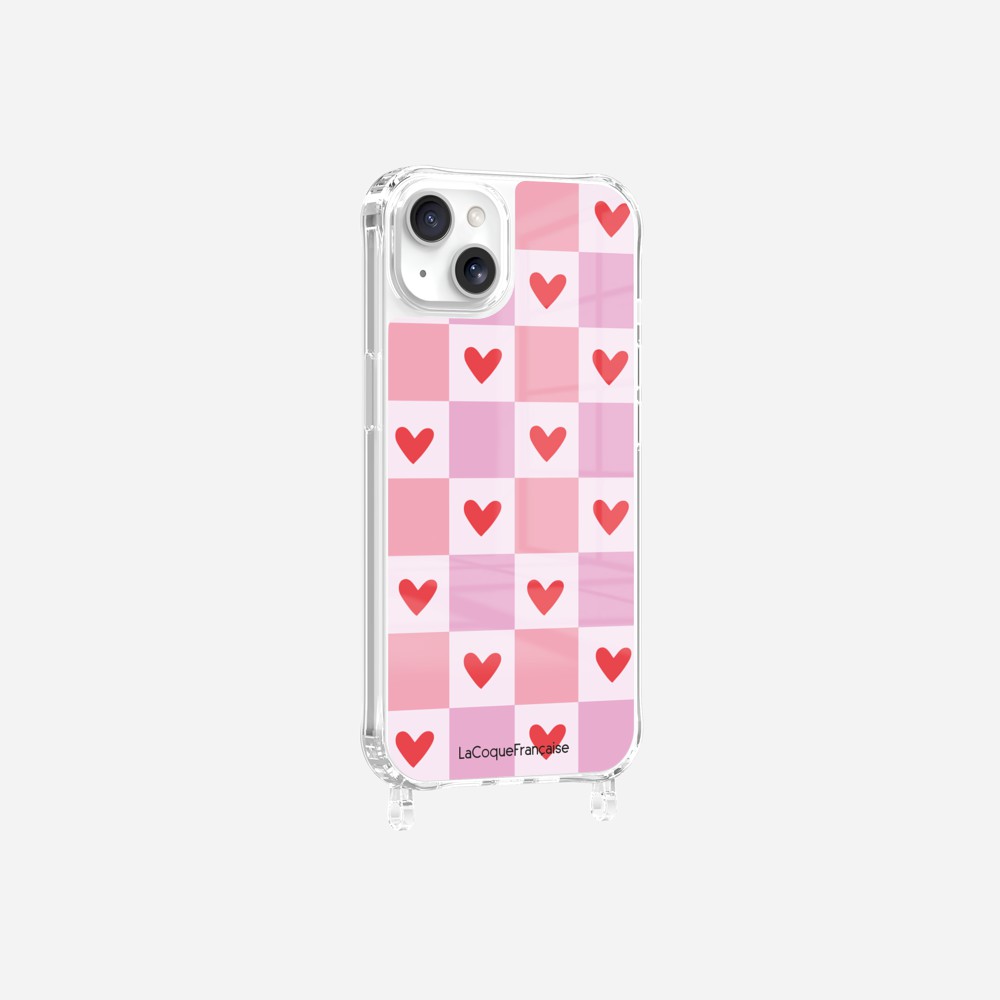 Coque Anneaux Imprimee Coeur Carreau