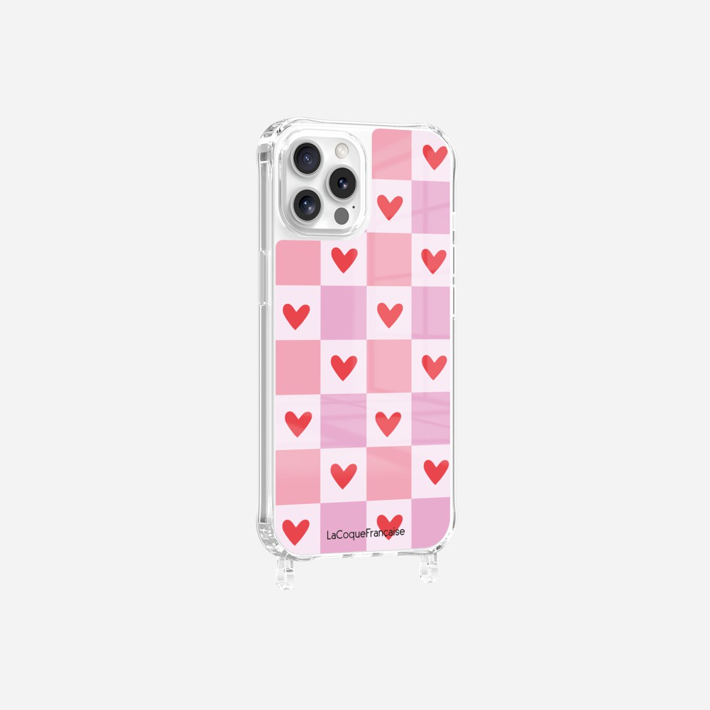 Coque Anneaux Imprimee Coeur Carreau