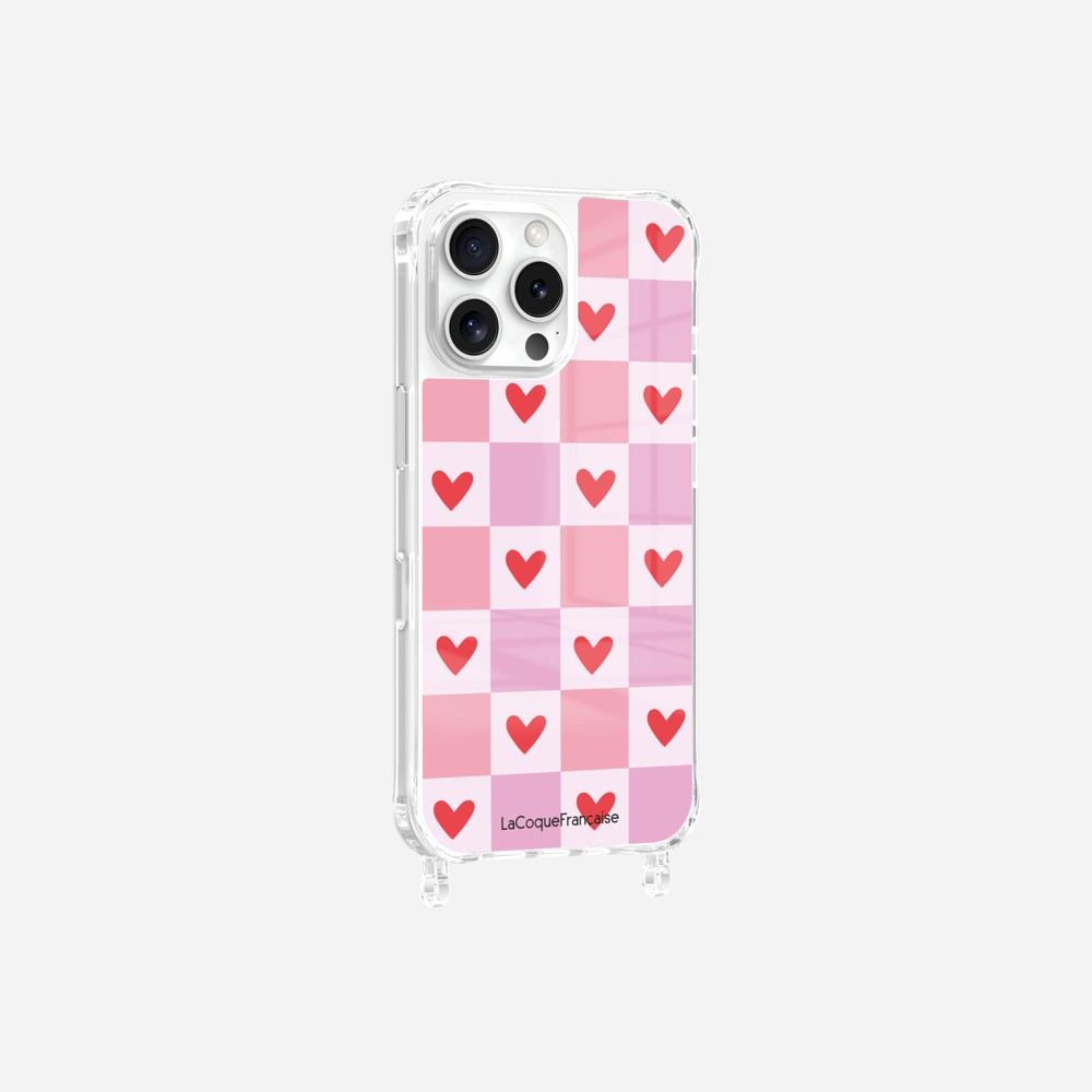 Coque Anneaux Imprimee Coeur Carreau