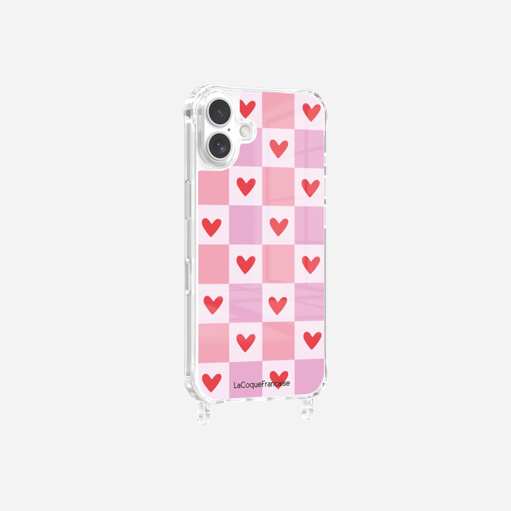 Coque Anneaux Imprimee Coeur Carreau
