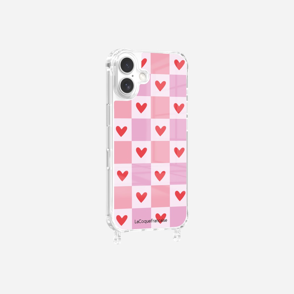 Coque Anneaux Imprimee Coeur Carreau