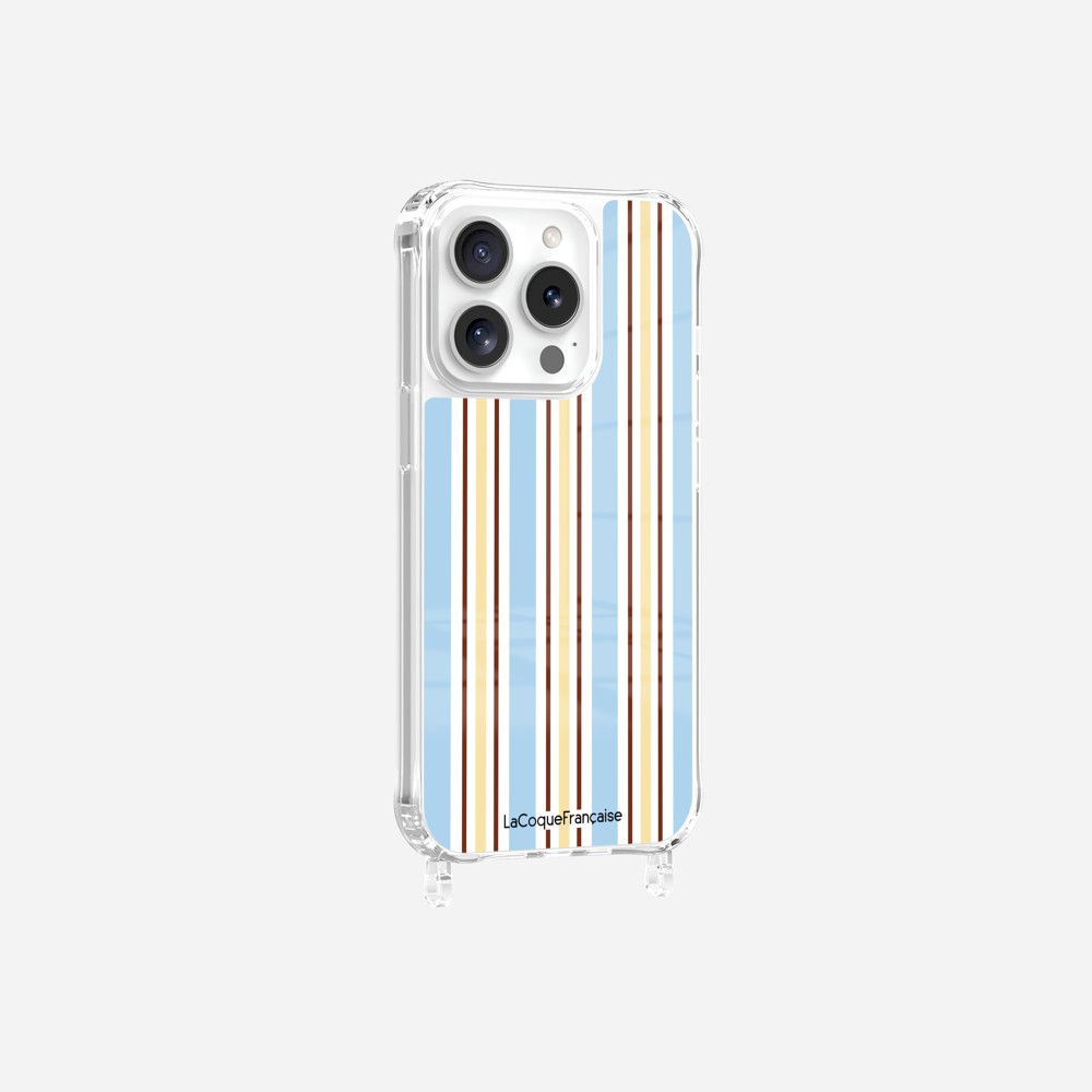 Coque Anneaux Imprimee Rayure Bleue