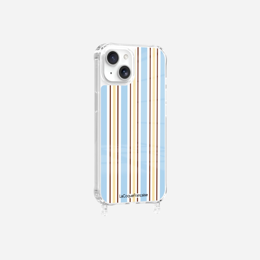 Coque Anneaux Imprimee Rayure Bleue