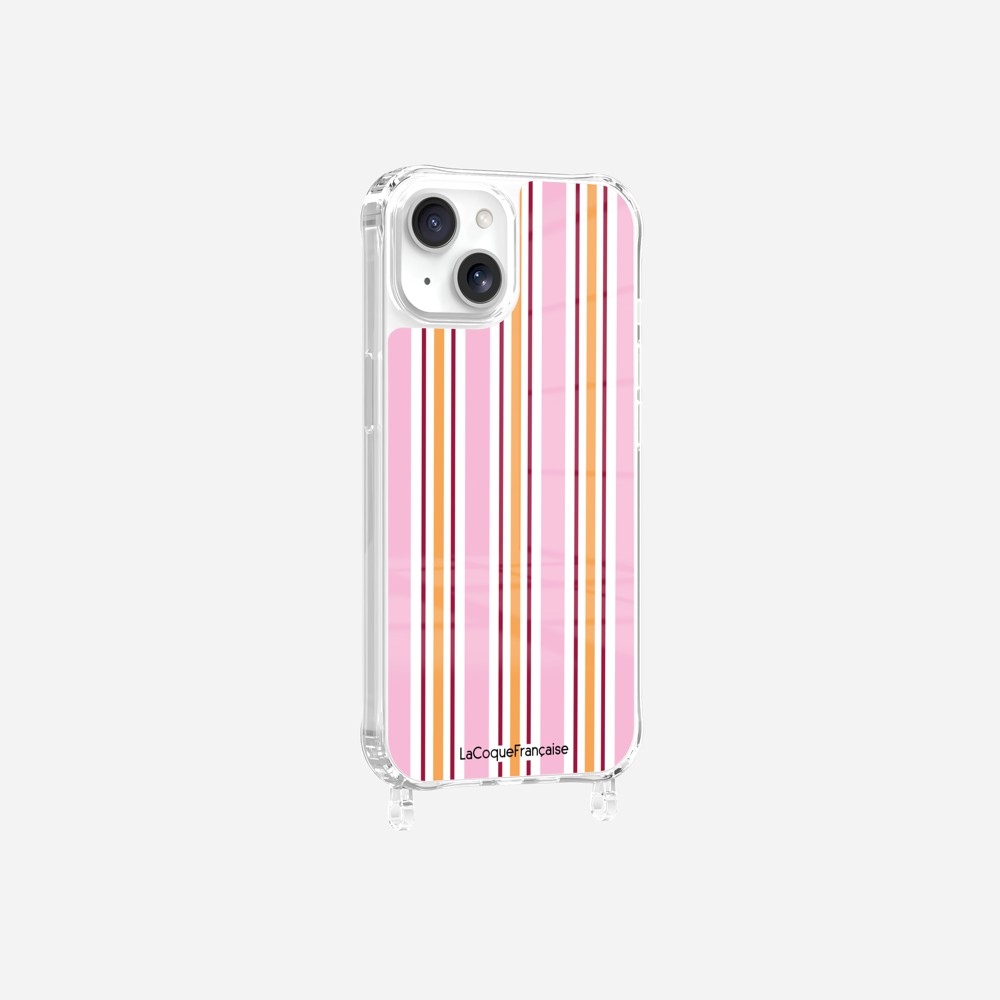 Coque Anneaux Imprimee Rayure Rose