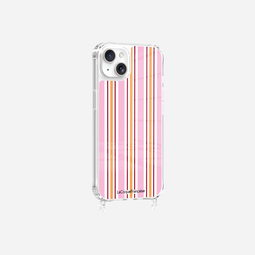 Coque Anneaux Imprimee Rayure Rose