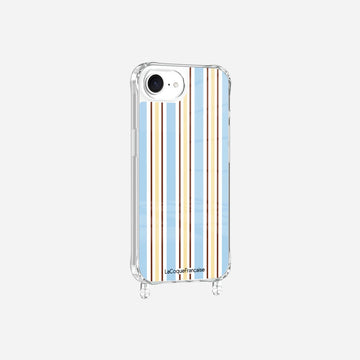 Coque Anneaux Imprimee Rayure Bleue