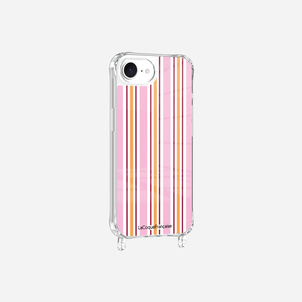 Coque Anneaux Imprimee Rayure Rose