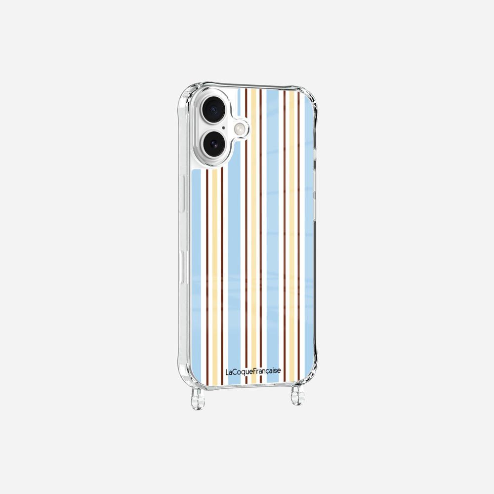 Coque Anneaux Imprimee Rayure Bleue