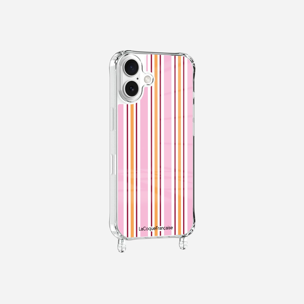 Coque Anneaux Imprimee Rayure Rose